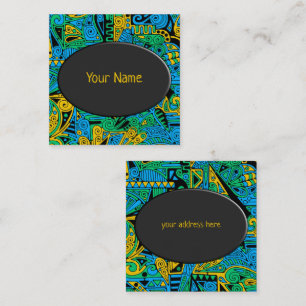 Hand And Digitally Painted Pattern Art 21 Square Business Card
