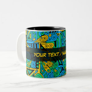 Hand And Digitally Painted Pattern Art 21 Two-Tone Coffee Mug