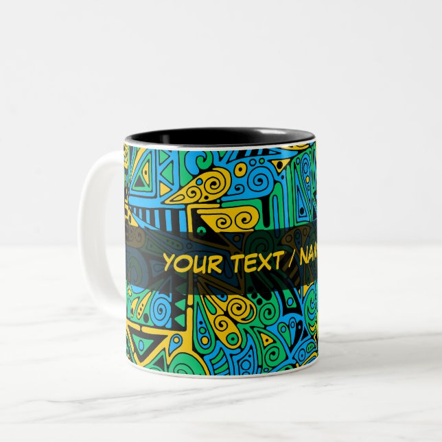 Hand And Digitally Painted Pattern Art 21 Two-Tone Coffee Mug (Front Left)