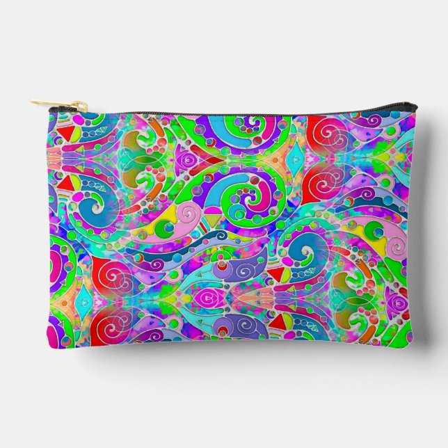 Hand And Digitally Painted Pattern Art 22 Accessory Pouch (Front)
