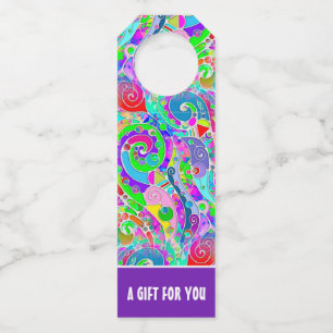 Hand And Digitally Painted Pattern Art 22 Bottle Tag