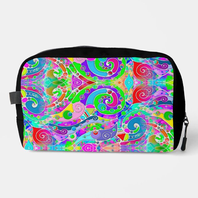 Hand And Digitally Painted Pattern Art 22 Dopp Kit (Front)