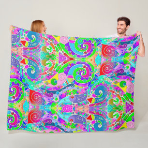 Hand And Digitally Painted Pattern Art 22 Fleece Blanket