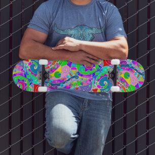 Hand And Digitally Painted Pattern Art 22 Skateboard