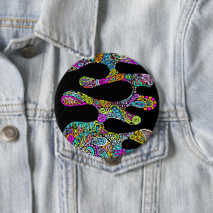 Hand And Digitally Painted Pattern Art 28 10 Cm Round Badge
