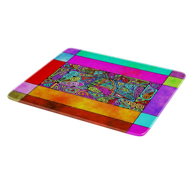 Hand And Digitally Painted Pattern Art 2 Cutting Board (Corner)