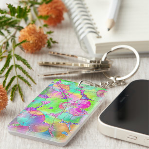 Hand And Digitally Painted Pattern Art 41 Key Ring