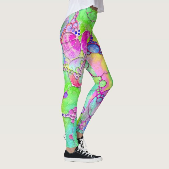 Hand And Digitally Painted Pattern Art 41 Leggings (Right)