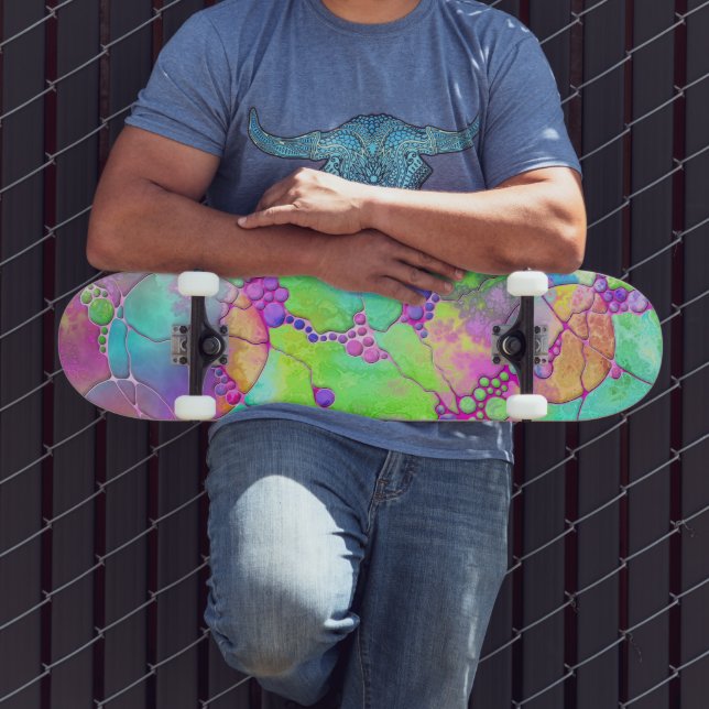 Hand And Digitally Painted Pattern Art 41 Skateboard (Outdoor 3)