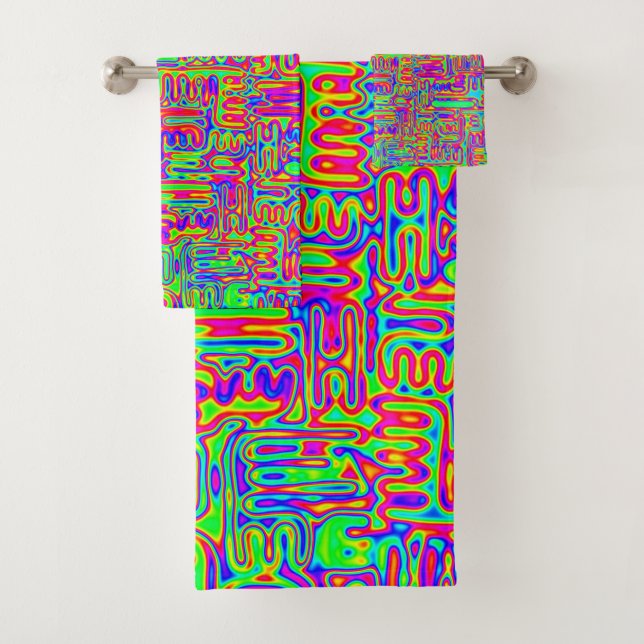 Hand And Digitally Painted Pattern Art 42 Bath Towel Set (Insitu)