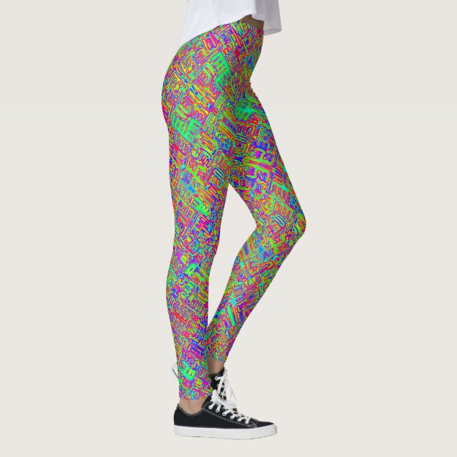 Hand And Digitally Painted Pattern Art 42 Leggings (Right)