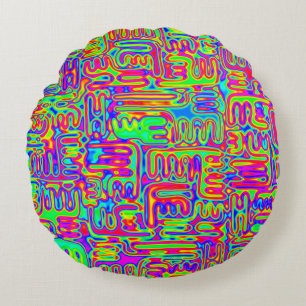 Hand And Digitally Painted Pattern Art 42 Round Cushion