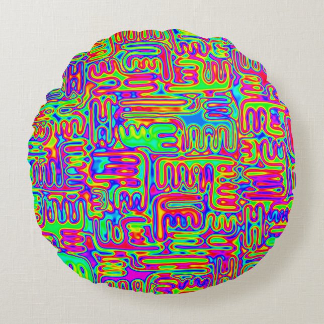 Hand And Digitally Painted Pattern Art 42 Round Cushion (Front)