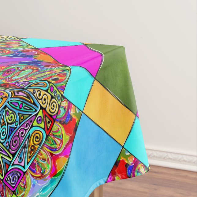Hand And Digitally Painted Pattern Art 4 Tablecloth (In Situ)