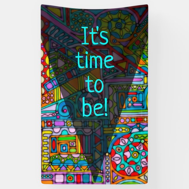 Hand And Digitally Painted Pattern Art 53 Banner (Vertical)