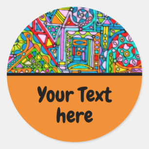 Hand And Digitally Painted Pattern Art 53 Classic Round Sticker