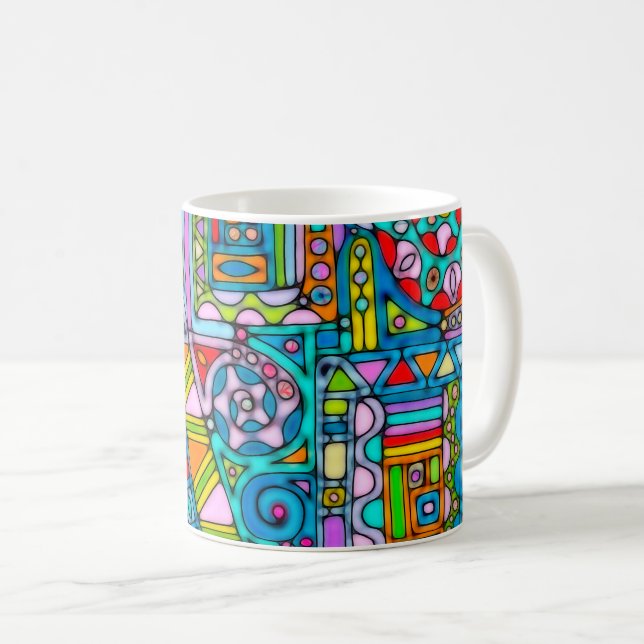 Hand And Digitally Painted Pattern Art 53 Coffee Mug (Front Right)