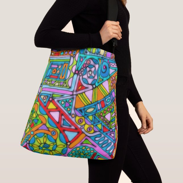 Hand And Digitally Painted Pattern Art 53 Crossbody Bag (Close Up)
