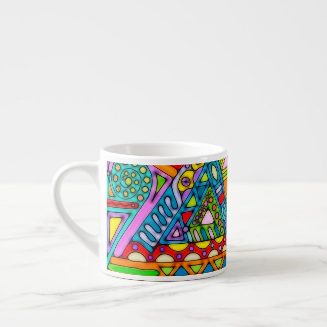 Hand And Digitally Painted Pattern Art 53 Espresso Cup (Left)