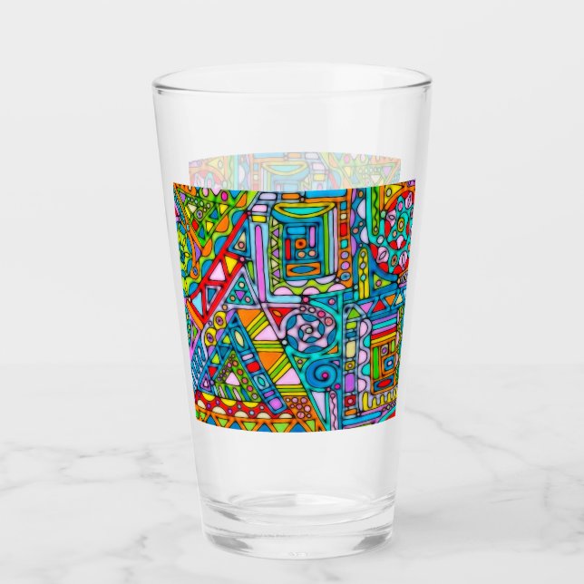 Hand And Digitally Painted Pattern Art 53 Glass (Front)