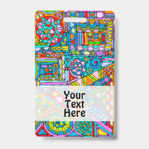 Hand And Digitally Painted Pattern Art 53 ID Badge