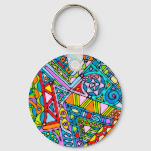 Hand And Digitally Painted Pattern Art 53 Key Ring