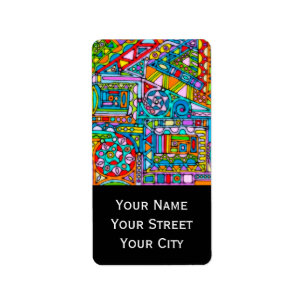Hand And Digitally Painted Pattern Art 53 Label