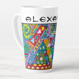 Hand And Digitally Painted Pattern Art 53 Latte Mug