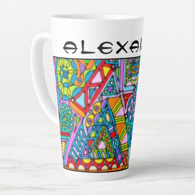 Hand And Digitally Painted Pattern Art 53 Latte Mug (Left Angle)