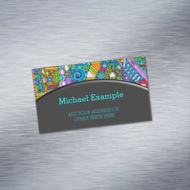Hand And Digitally Painted Pattern Art 53 Magnetic Business Card (In Situ)