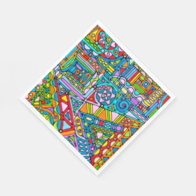 Hand And Digitally Painted Pattern Art 53 Napkin (Corner)