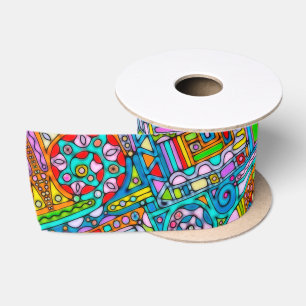 Hand And Digitally Painted Pattern Art 53 Satin Ribbon