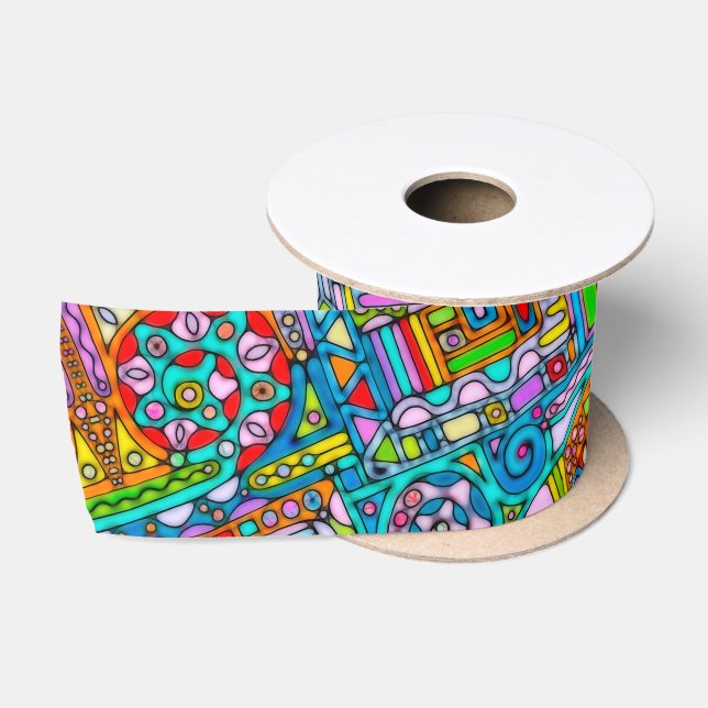 Hand And Digitally Painted Pattern Art 53 Satin Ribbon (Spool)