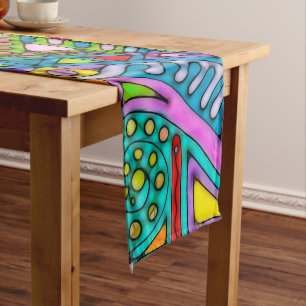 Hand And Digitally Painted Pattern Art 53 Short Table Runner