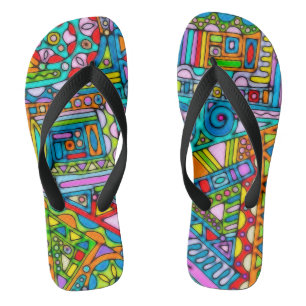 Hand And Digitally Painted Pattern Art 53 Thongs