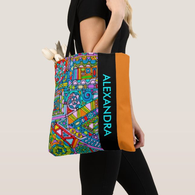Hand And Digitally Painted Pattern Art 53 Tote Bag (Close Up)