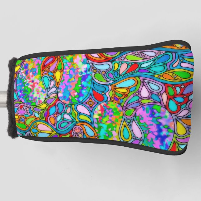 Hand And Digitally Painted Pattern Art 54 Golf Head Cover (Front)