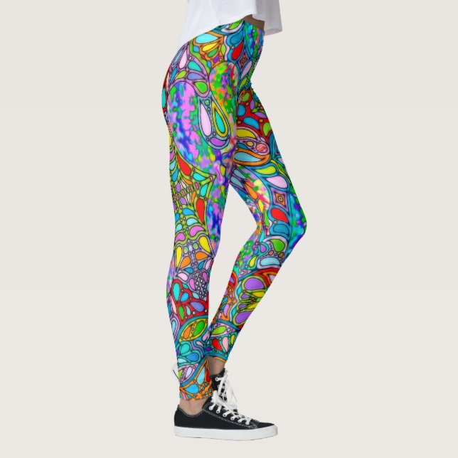 Hand And Digitally Painted Pattern Art 54 Leggings (Right)