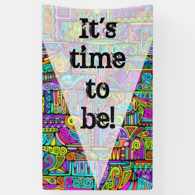 Hand And Digitally Painted Pattern Art 5 Banner (Vertical)