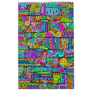 Hand And Digitally Painted Pattern Art 5 Calendar