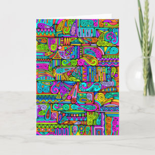 Hand And Digitally Painted Pattern Art 5 Card