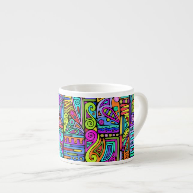 Hand And Digitally Painted Pattern Art 5 Espresso Cup (Front Right)