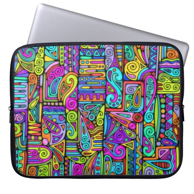 Hand And Digitally Painted Pattern Art 5 Laptop Sleeve (Front)