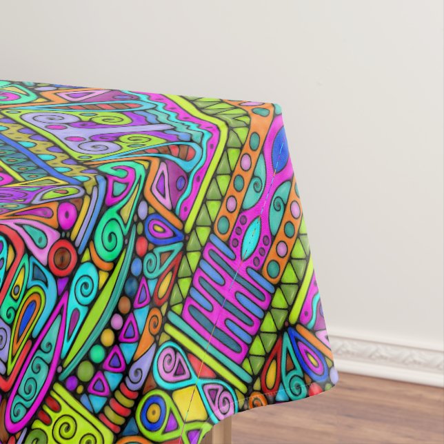 Hand And Digitally Painted Pattern Art 5 Tablecloth (In Situ)