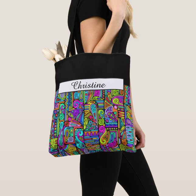 Hand And Digitally Painted Pattern Art 5 Tote Bag (Close Up)