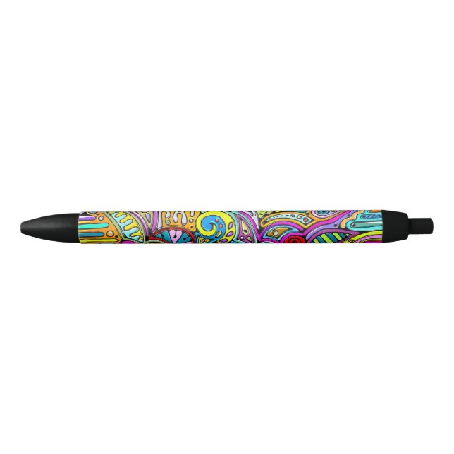 Hand And Digitally Painted Pattern Art 6 Black Ink Pen (Front)