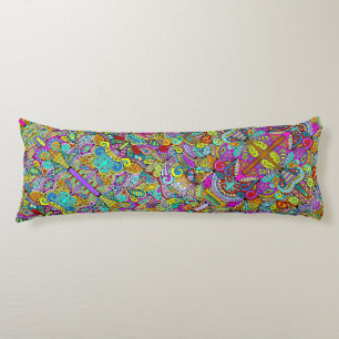 Hand And Digitally Painted Pattern Art 6 Body Cushion