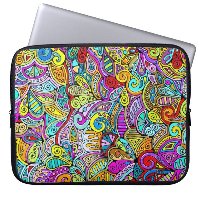 Hand And Digitally Painted Pattern Art 6 Laptop Sleeve (Front)