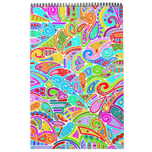 Hand And Digitally Painted Pattern Art 7 Calendar