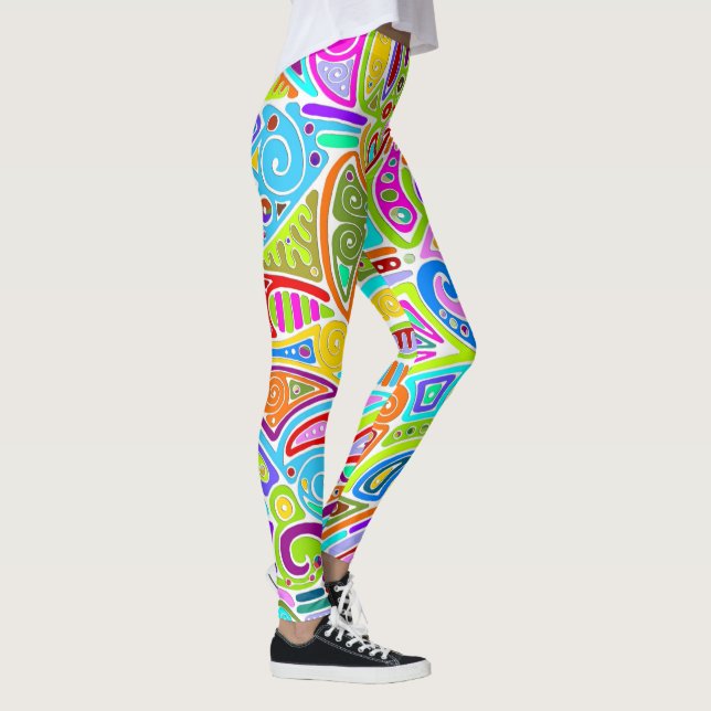 Hand And Digitally Painted Pattern Art 7 Leggings (Right)